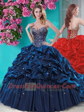 Fashionable Beaded and Ruffled Quinceanera Dress with Brush Train