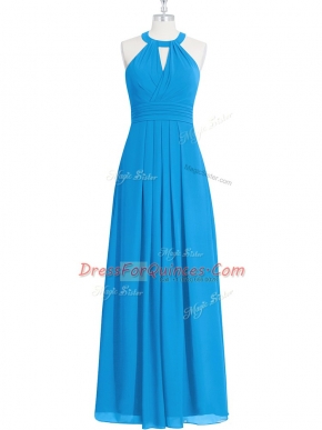 Chiffon Sleeveless Floor Length Dress for Prom and Ruching