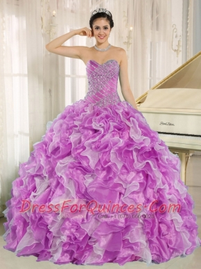 Exclusive Fuchsia Quinceanera Dress With Beaded Bodice and Ruffles Custom Made For 2013