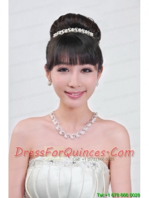Gorgeous Alloy With Rhinestone Ladies' Necklace and Head piece