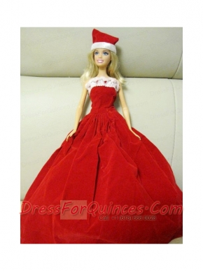 Simple Red Handmade Dress Party Clothes For  Barbie
