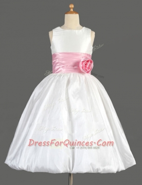 Scoop Floor Length A-line Sleeveless White Flower Girl Dresses for Less Zipper