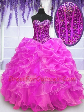 High End Sleeveless Beading and Ruffles Lace Up Quinceanera Dresses