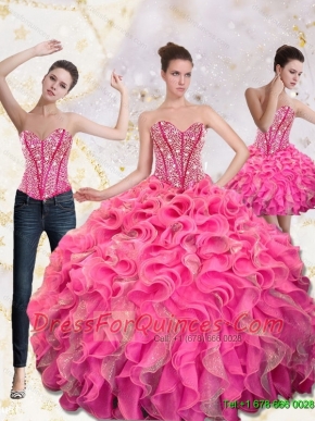 2015 Exquisite Sweetheart Quinceanera Gown with Beading and Ruffles