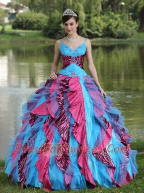 Quinceanera Dress Organza Straps Beading
