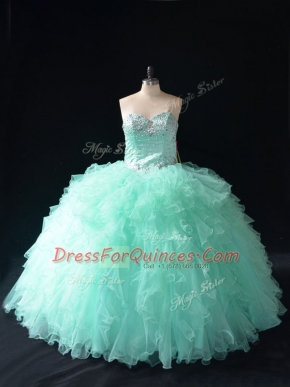 Sweetheart Sleeveless Tulle Vestidos de Quinceanera Beading and Ruffles Lace Up