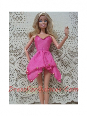 Fashion Pink Handmade Dress With Beading Made To Fit the Barbie Doll