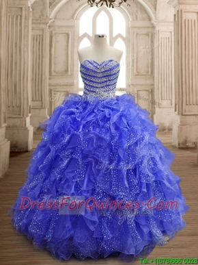 Latest Beaded and Ruffled Organza Quinceanera Dress with Really Puffy
