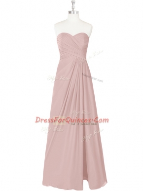 Pink Sweetheart Zipper Ruching Prom Gown Sleeveless