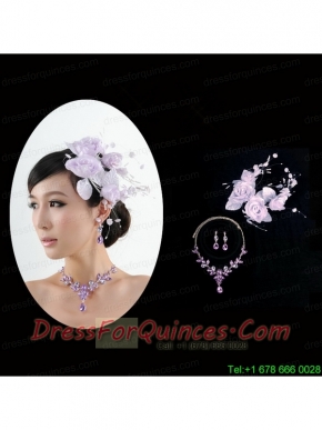 Vintage Headpiece with Jewelry Set Including Necklace Earrings