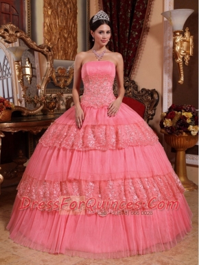 Fashionable Watermelon Ball Gown Strapless Floor-length 2014 Spring Quinceanera Dresses