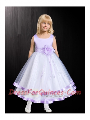 2014 Fashionable A-Line Scoop Flower Girl Dress with Lavender