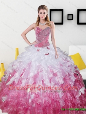 2015 Classical Sweetheart Sweet 15 Dresses with Beading and Ruffles