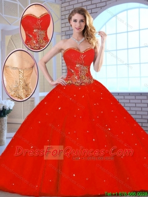 New Arrivals Red Sweetheart Quinceanera Gowns with Beading