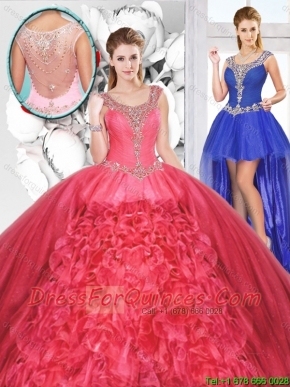 Popular Beaded and Ruffles Detachable Quinceanera Dresses for 2016