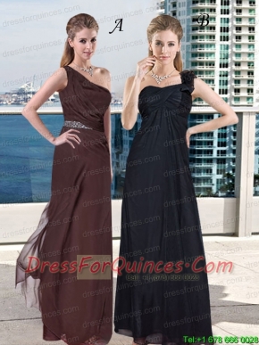 One Shoulder Fitted Floor Length 2015 Elegant Christmas Party Dress