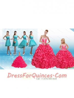 Sweetheart Pick Ups and Appliques Quinceanera Dress and Baby Blue Short Dama Dresses and Strapless Pick Ups Little Girl Dress