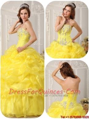 Pretty Beading and Ruffles Quinceanera Dresses in Yellow
