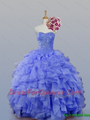 2015 Sweetheart Beaded Quinceanera Dresses with Ruffles