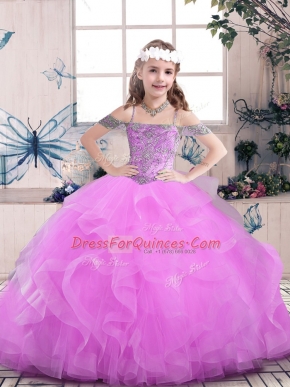 Stylish Sleeveless Beading Lace Up Girls Pageant Dresses