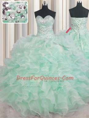 Sleeveless Lace Up Floor Length Beading and Ruffles Quinceanera Gowns