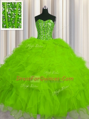 Visible Boning Floor Length Ball Gowns Sleeveless Sweet 16 Dress Lace Up
