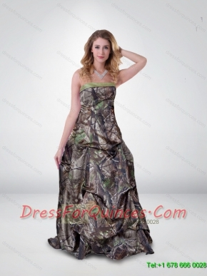 Beautiful Princess Strapless Camo Prom Dresses with Ruching