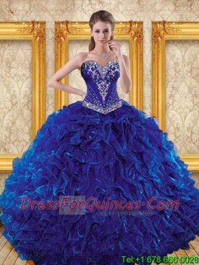 Best 2015 Royal Blue Quinceanera Dresses with Beading and Ruffles