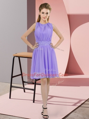Traditional Chiffon Sleeveless Knee Length Dama Dress for Quinceanera and Sequins