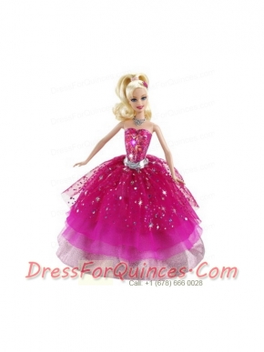 Beading Ball Gown Organza Colorful Barbie Doll Dress