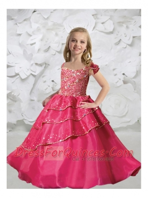 Elegant Spaghetti Straps Little Girl Pageant Dresses with Beading