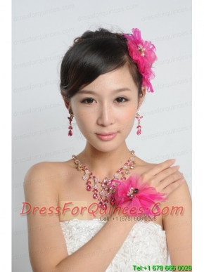 Dignified Purple Alloy Necklace And Earring Set