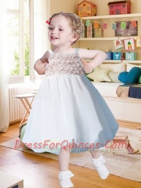 Pretty A-Line Straps Knee-length Ruffles Flower Girl Dress