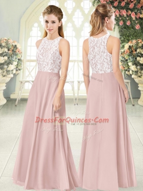Pink Scoop Zipper Lace Sleeveless