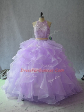 Luxury Backless Quinceanera Dresses Lavender for Sweet 16 and Quinceanera with Beading and Ruffles