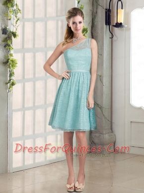 A Line One Shoulder Dama Dress with Lace and Belt
