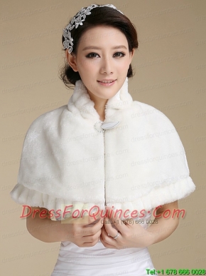 Elegant Faux Fur 2015 Shawl With Button Front Closure