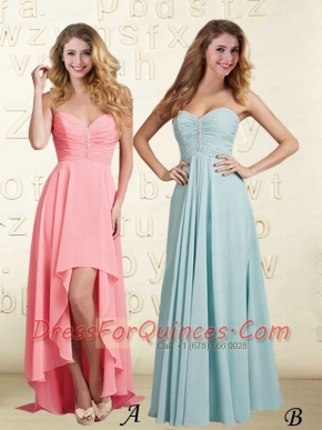 2015 Exquisite Sweetheart Chiffon Ruching Dama Dress