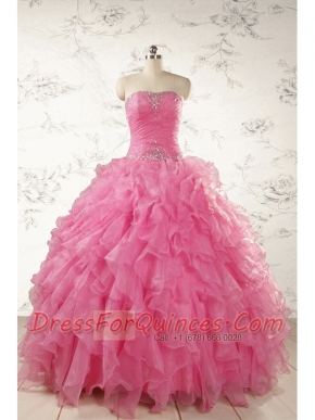 2015 Ball Gown Organza Quinceanera Dresses with Beading and Ruffles