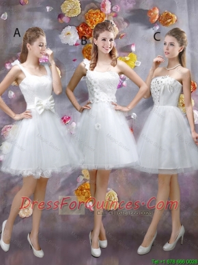 Sophisticated Appliques White Prom Dresses with Mini Length
