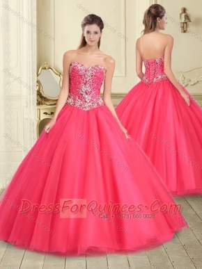 New Arrivals Big Puffy Beaded Tulle Sweet 16 Dress in Coral Red