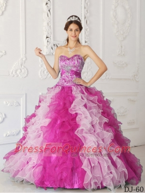 Multi-color A-Line / Princess Sweetheart Quinceanera Dress with  Organza Beading