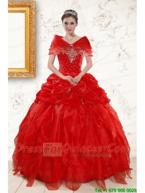 Most Popular Sweetheart Beading Quinceanera Dresses in Red