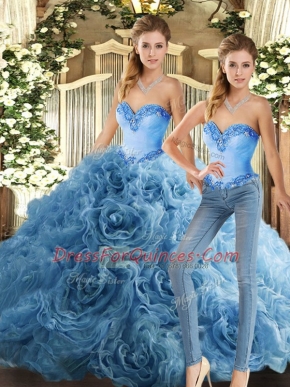 Eye-catching Baby Blue Sweetheart Neckline Beading Quinceanera Gowns Sleeveless Lace Up