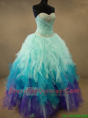 Beautiful Beaded and Ruffles Sweet 16 Dresses in Multi Color