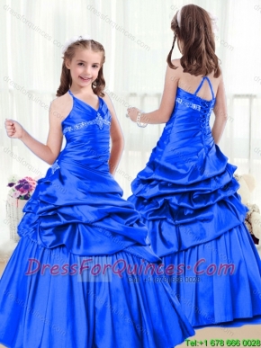 Perfect A Line Halter Top Little Girl Pageant Dresses with Beading
