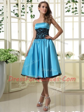 New Style Baby Blue Strapless Zipper Lace Prom Gown Sleeveless