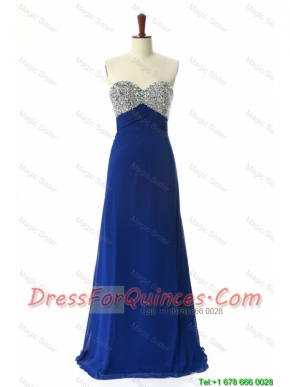Pretty Perfect 2016 Beading Sweep Train Prom Dresses in Royal Blue
