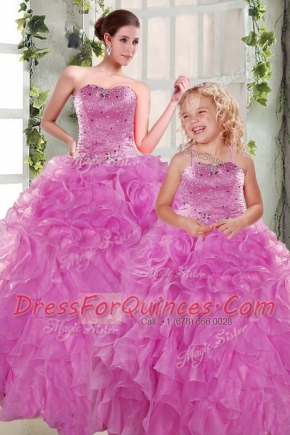 Designer Strapless Sleeveless Organza Quinceanera Dresses Beading and Ruffles Lace Up