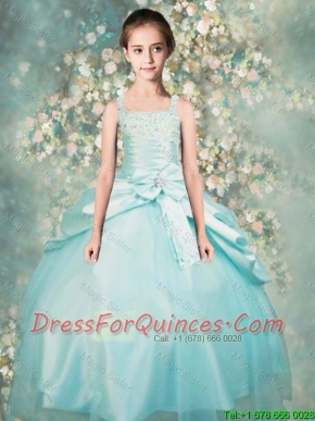 Popular Straps Beaded Mini  Quinceanera Dresses in Aqua Blue